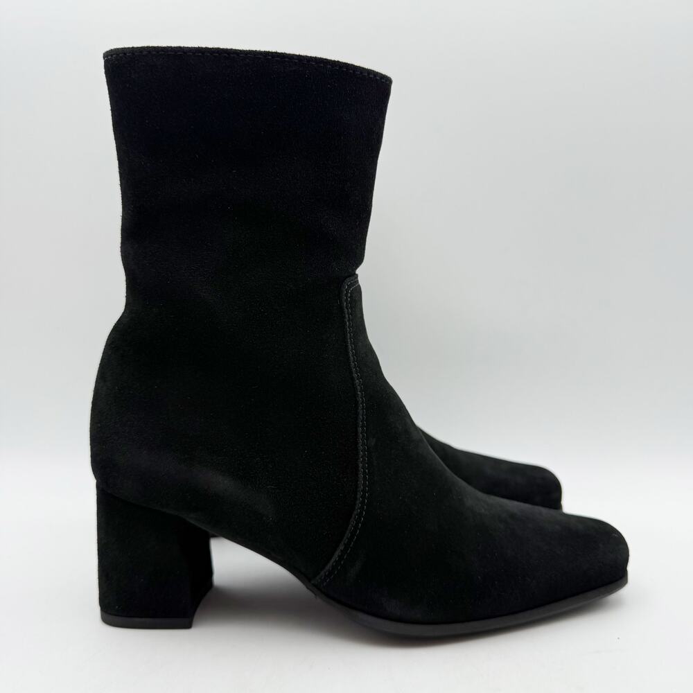 La Canadienne Faye Heeled Booties US 6 M Black Suede Waterproof EUC
